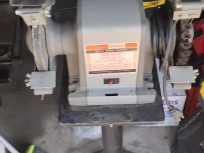 Craftsman 6-inch Bench Grinder with Pedestal Stand & Work Light - Used Industrial Shop Tool