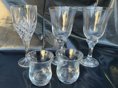 Assorted Clear Glassware Set - 5 Pieces, eclectic 5-piece mismatched cocktail tasting set