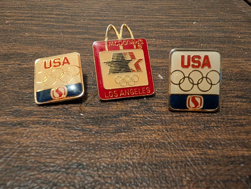 3 pins from L.A. 1984 Summer Olympics official
