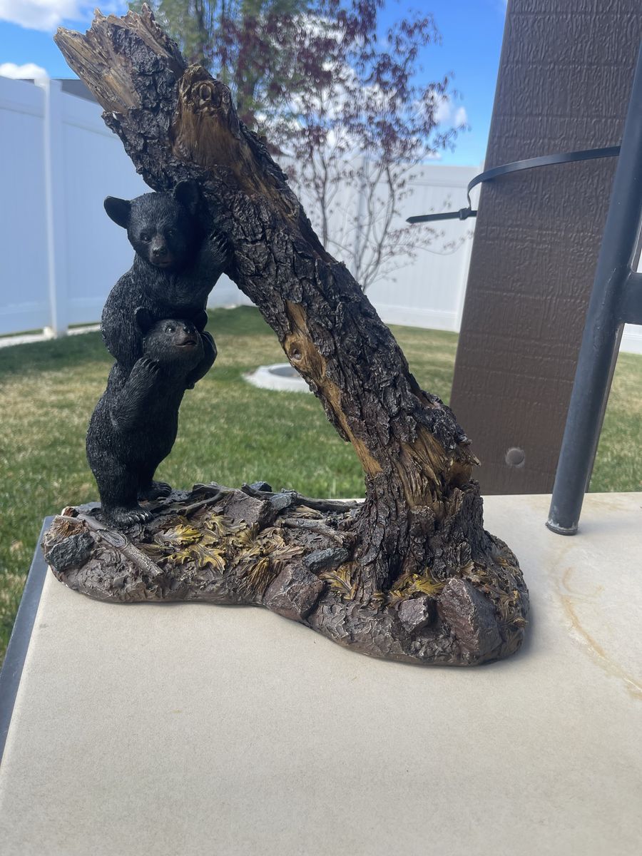 Black Forest Poly Resin 14" Bears Climbing Tree