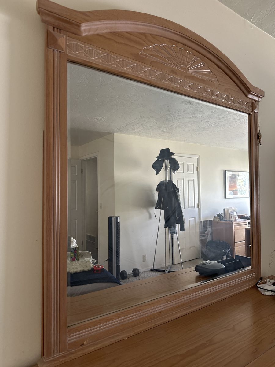 46 x 47” solid oak trim Landscape Mirror