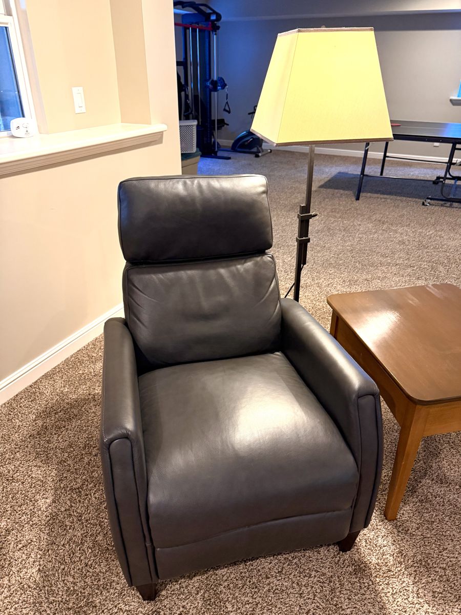 Grey Leather Push Back Recliner from Costco