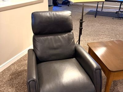 Grey Leather Push Back Recliner from Costco