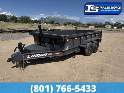 7x14 Lamar DT Dump Trailer - 24" Sides - 14K GVWR - Stabilizer Jacks, Telescopic