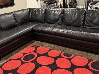 Copenhagen Contemporary Black Leather Sectional - Large 2-Piece L-Shape