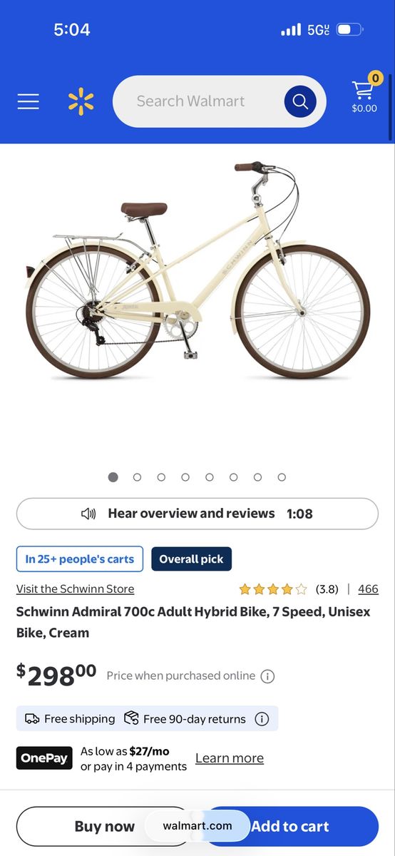 Schwinn Admiral 700c Adult Hybrid Bike - Cream