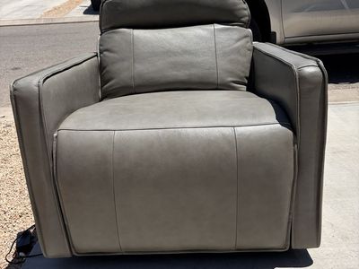 Gray Leather Power Recliner Chair - Modern Style