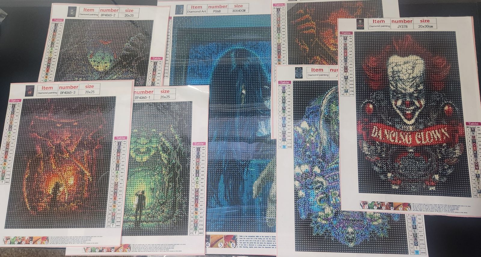 Horror Diamond Painting set 7 piece 