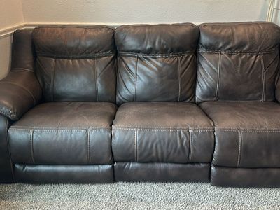 Brown Faux Leather Reclining Sofa Couch