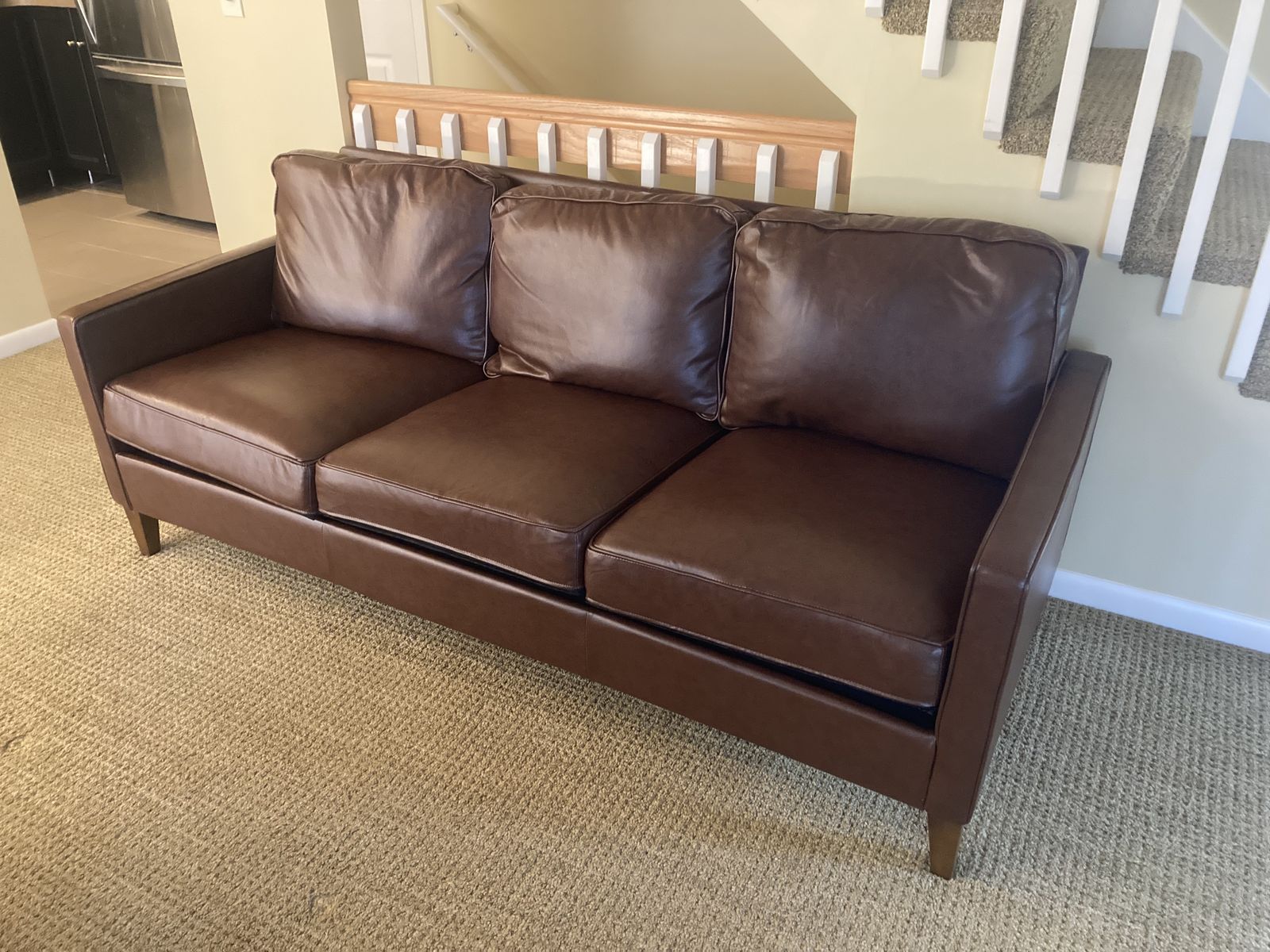 77” Sofa Couch Faux Leather Dark Brown