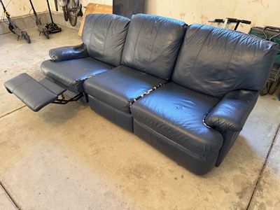 Free Blue Leather Couch - Kick outs both work