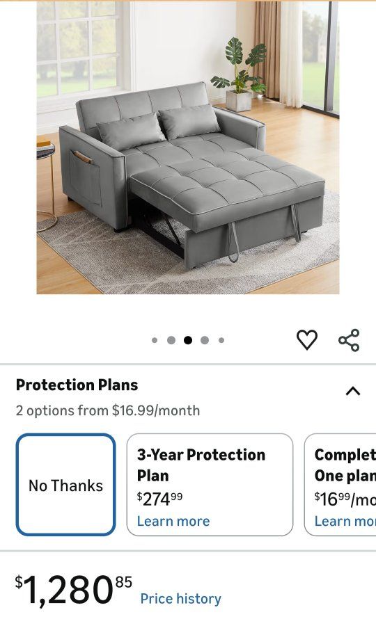 Gray Velvet Sofa Bed