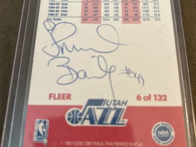 Hand Signed Auto Thurl Bailey Signed 1987-88 Fleer Utah Jazz NBA Basketball Card #6 Autograph.