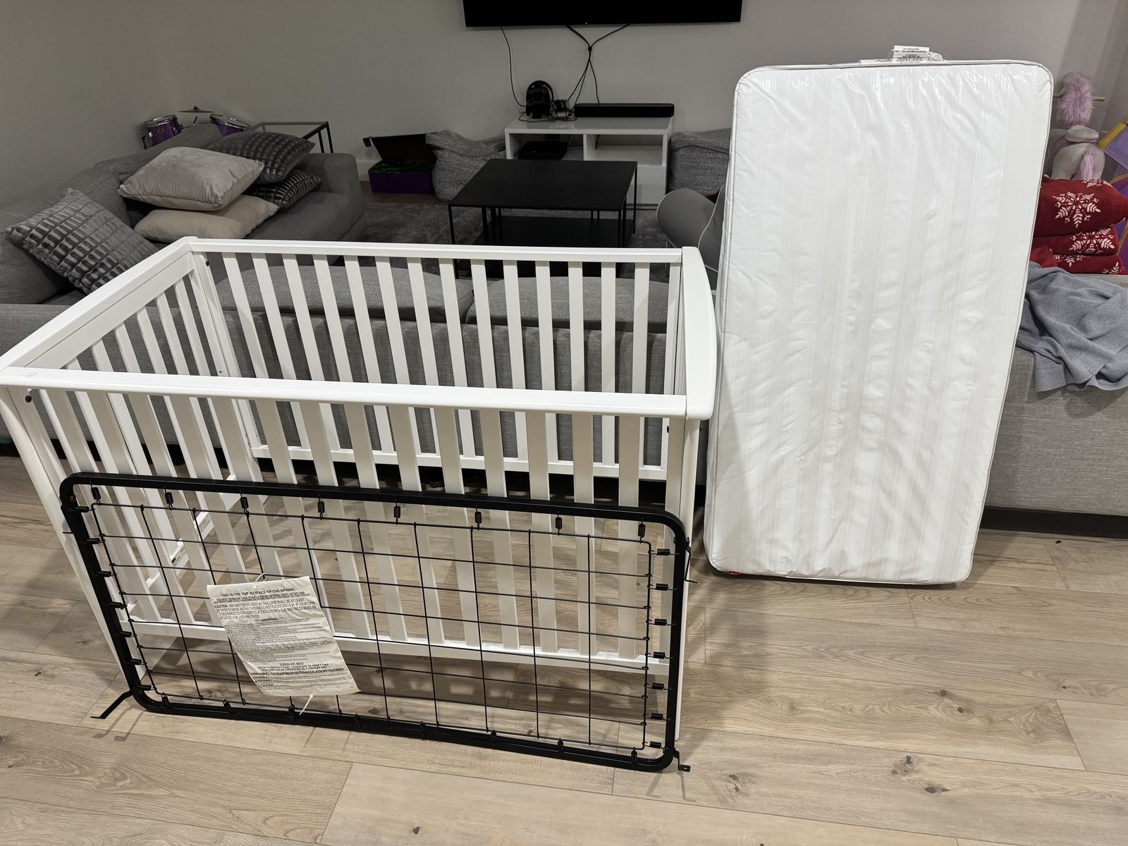 Free crate and barrel crib and black baby gate