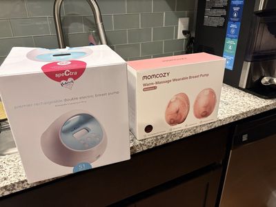 Spectra S1 Plus Double Electric & Momcozy Warm-Massage Wearable Breast Pumps - New