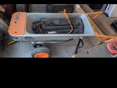 WORX Aerocart Wheelbarrow Yard Cart Dolly, All-in-One, Orange & Grey