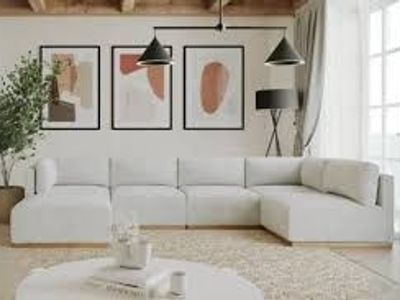 Henredon Murphy Fabric 6-piece Modular Sectional with Ottoman, Cream 1695539 #105275