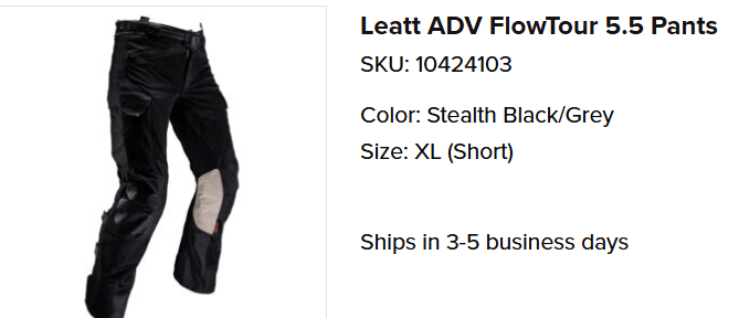 Leatt Flow Tour 5.5 ADV pants XL Short