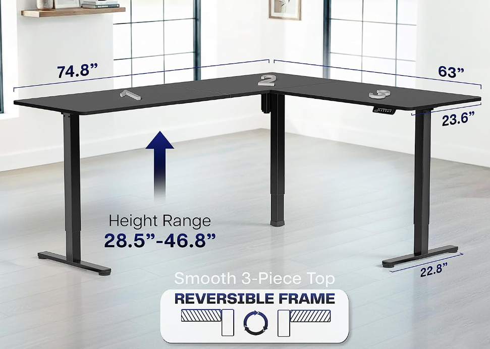 Desk sit/standing L shaped