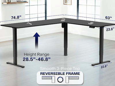 Desk sit/standing L shaped