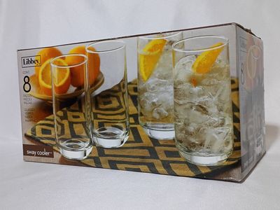 NEW Libbey Sway Cooler Glass Set – 8 Piece (16 oz)