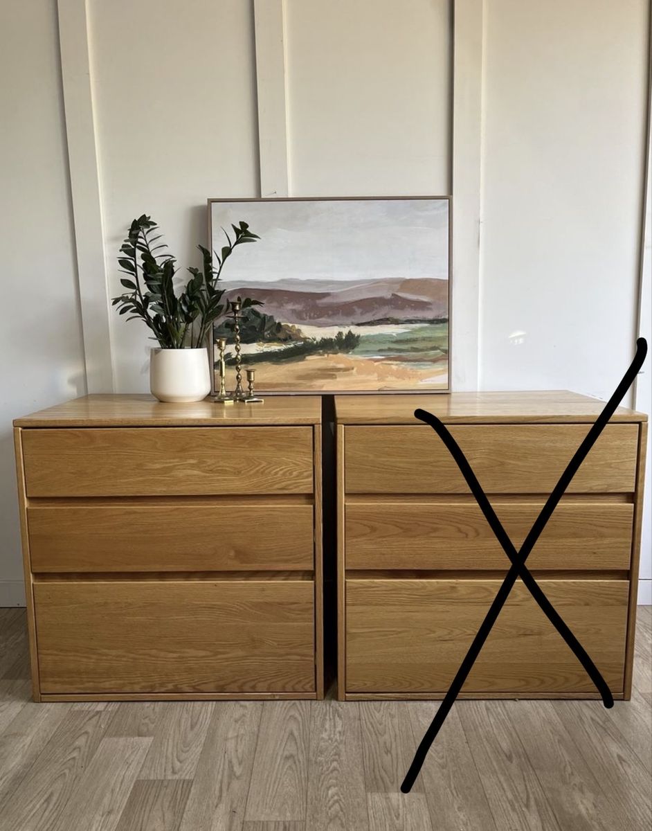 (1 available) Short Deep 3-Drawer Oak Dresser