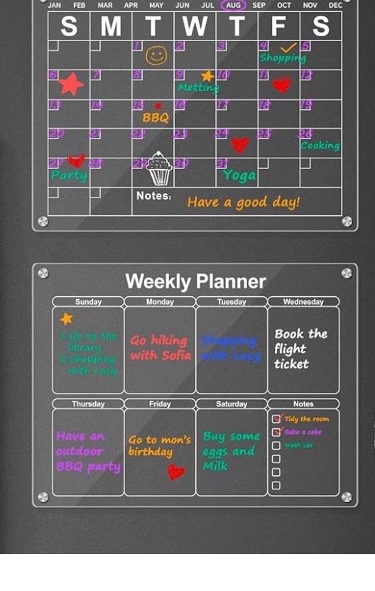 2 pack Magnetic Dry Erase Calendar & Weekly Planner for Fridge, File Cabinet, new