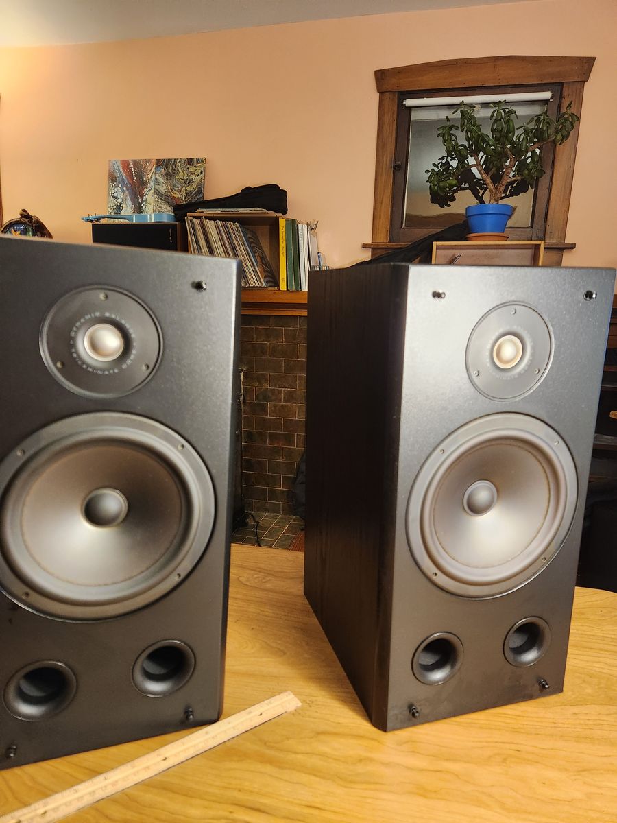 Polk Audio speakers RT7, 150 watts, powerful and clean sounding,  Nice cases and covers.