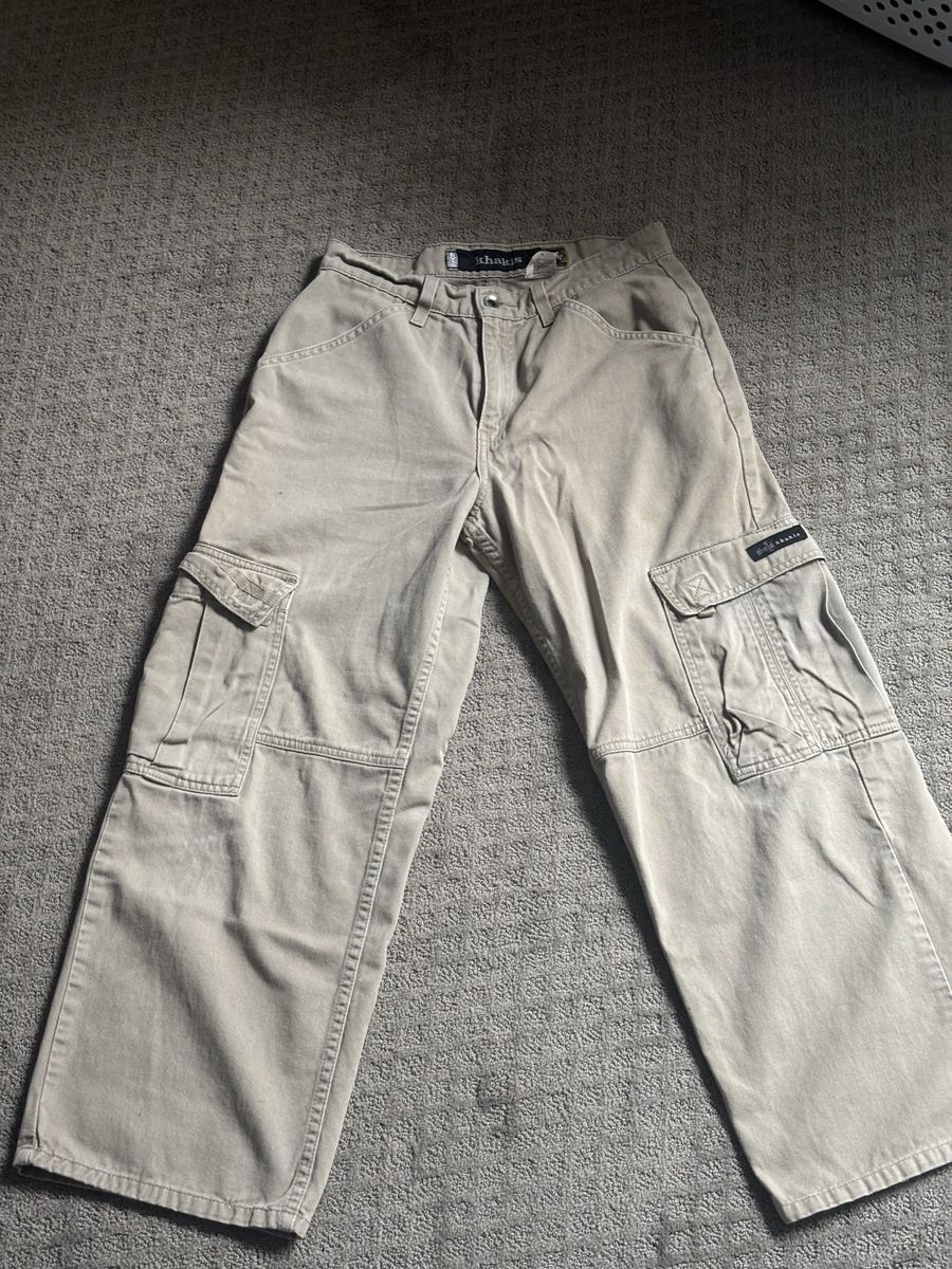 Levi's SilverTab Khakis Student Cargo Pants W28 L28 Beige Wide Leg 100% Cotton