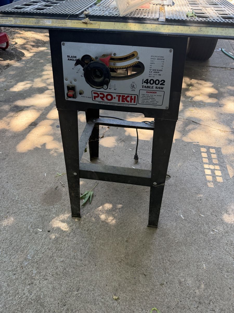Pro-Tech I4002 Table Saw - Portable, 10 Amp, with Stand