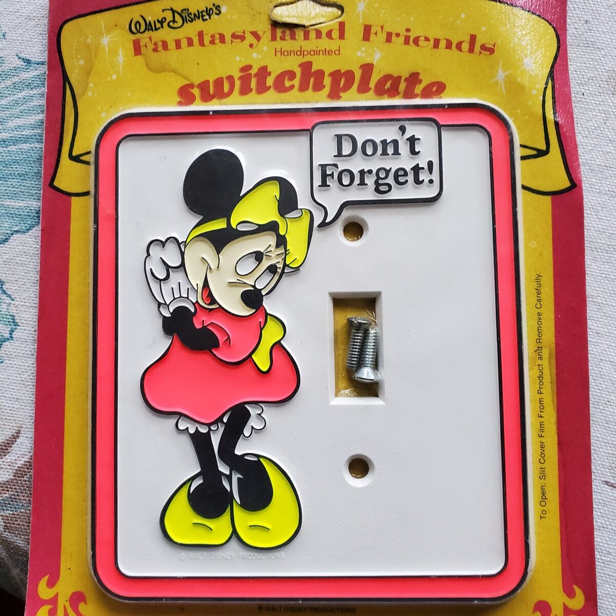 Vintage Minnie Mouse light switch plate cover Disney Glow Dark Don't Forget 80s