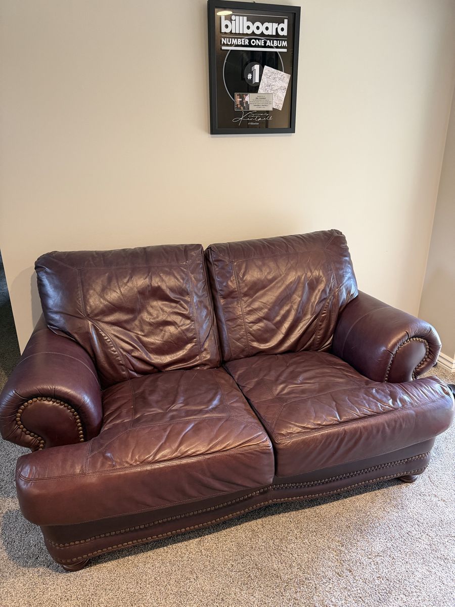 Leather love seat