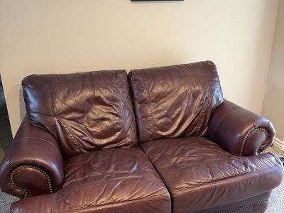 Leather love seat