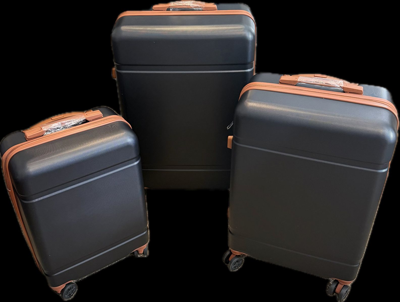 3 Piece Black Hard Shell Luggage Set