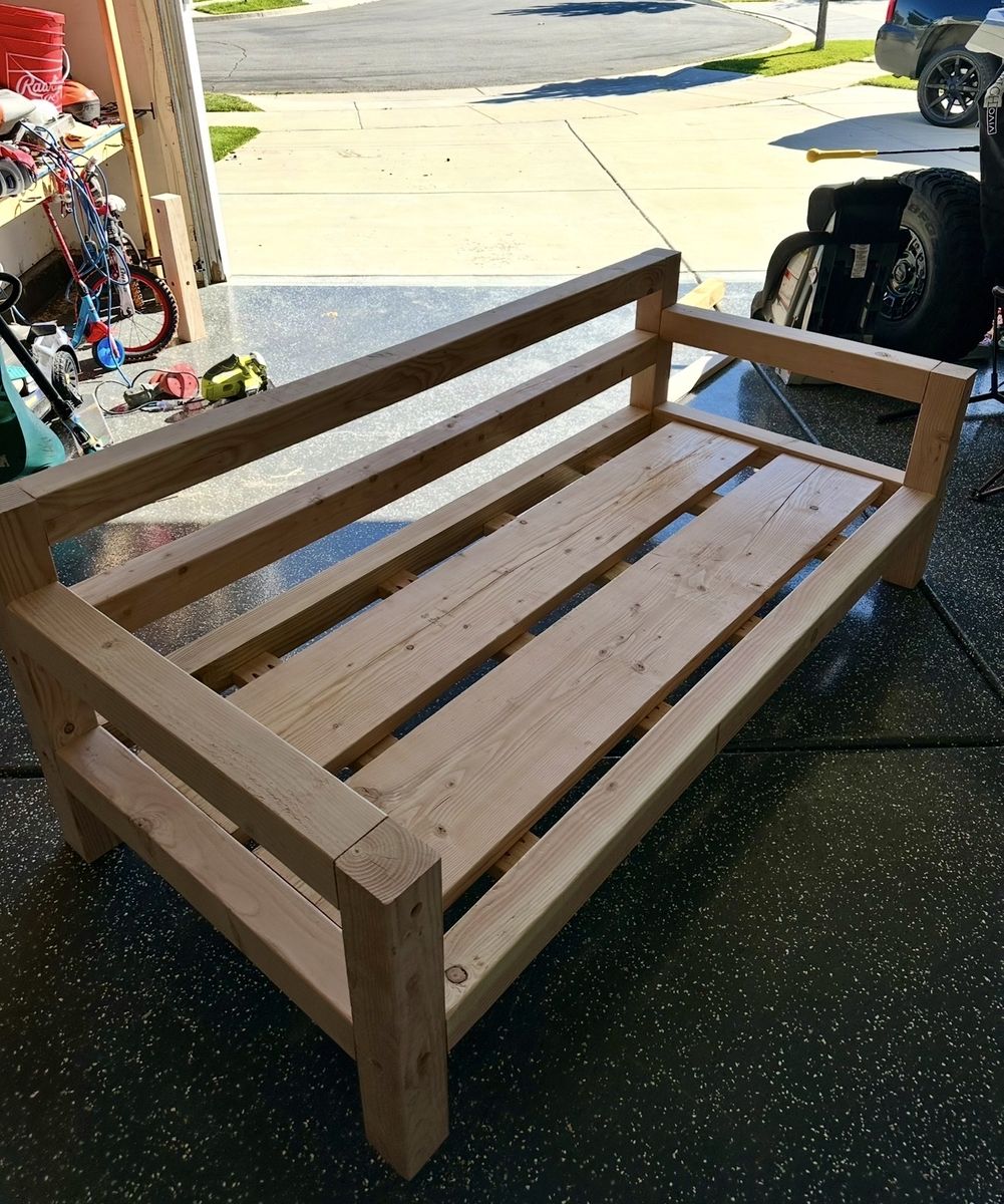 Solid wood cedar outdoor couch Twin sized mattress