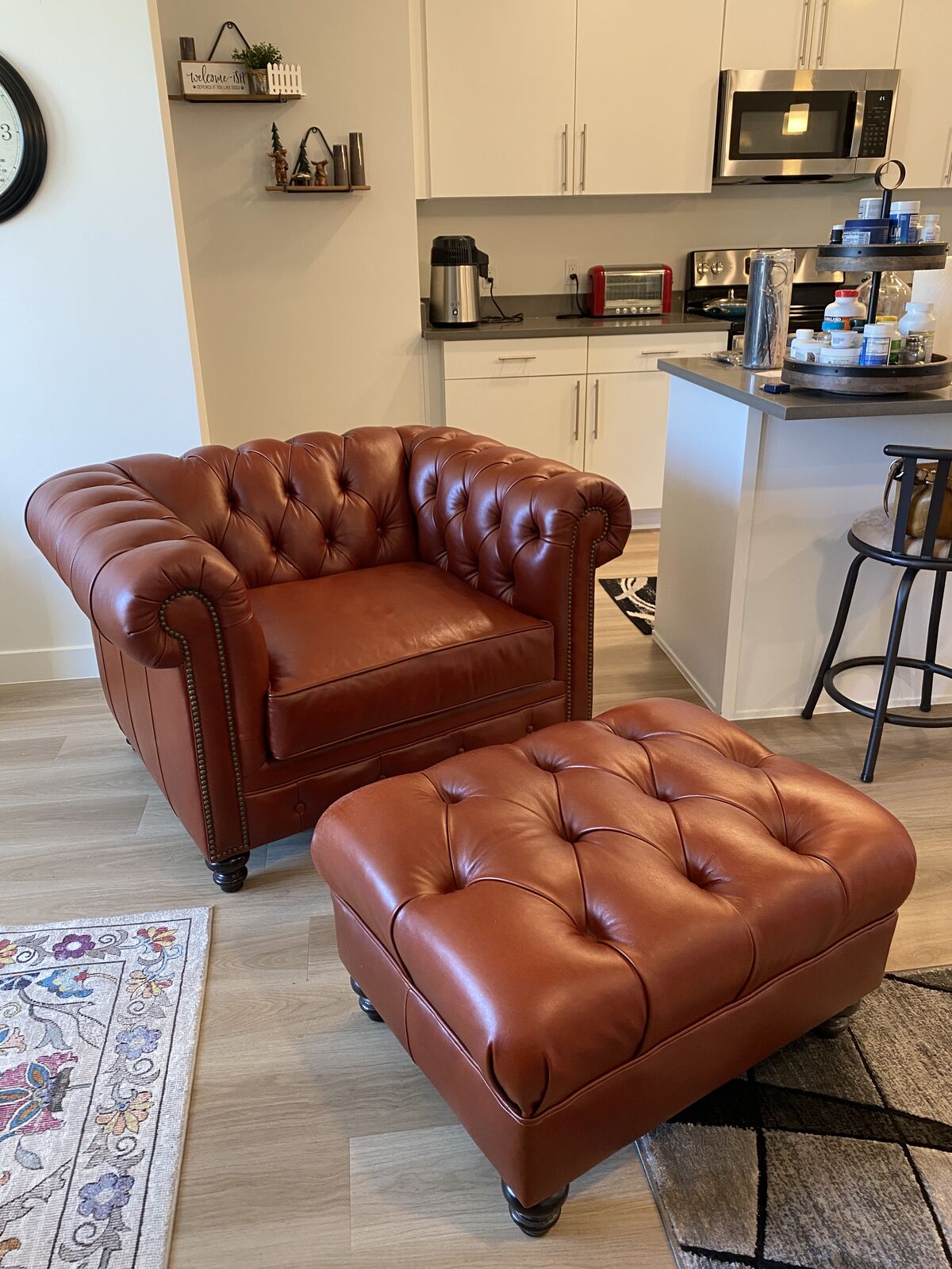 Chesterfield chair & ottoman