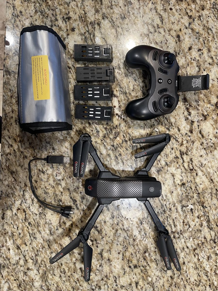 Ascend Aero HD Drone with Controller, 4 Batteries & Lipo Safe Bag - Ready to Fly