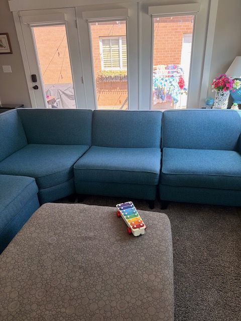 Blue Fabric Sectional Sofa