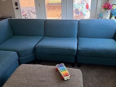 Blue Fabric Sectional Sofa