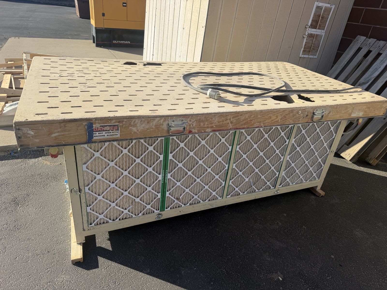 Industrial Downdraft Sanding Table with Dual Blower Motors & 4 Intake Filters - Large Perforated Work Surface