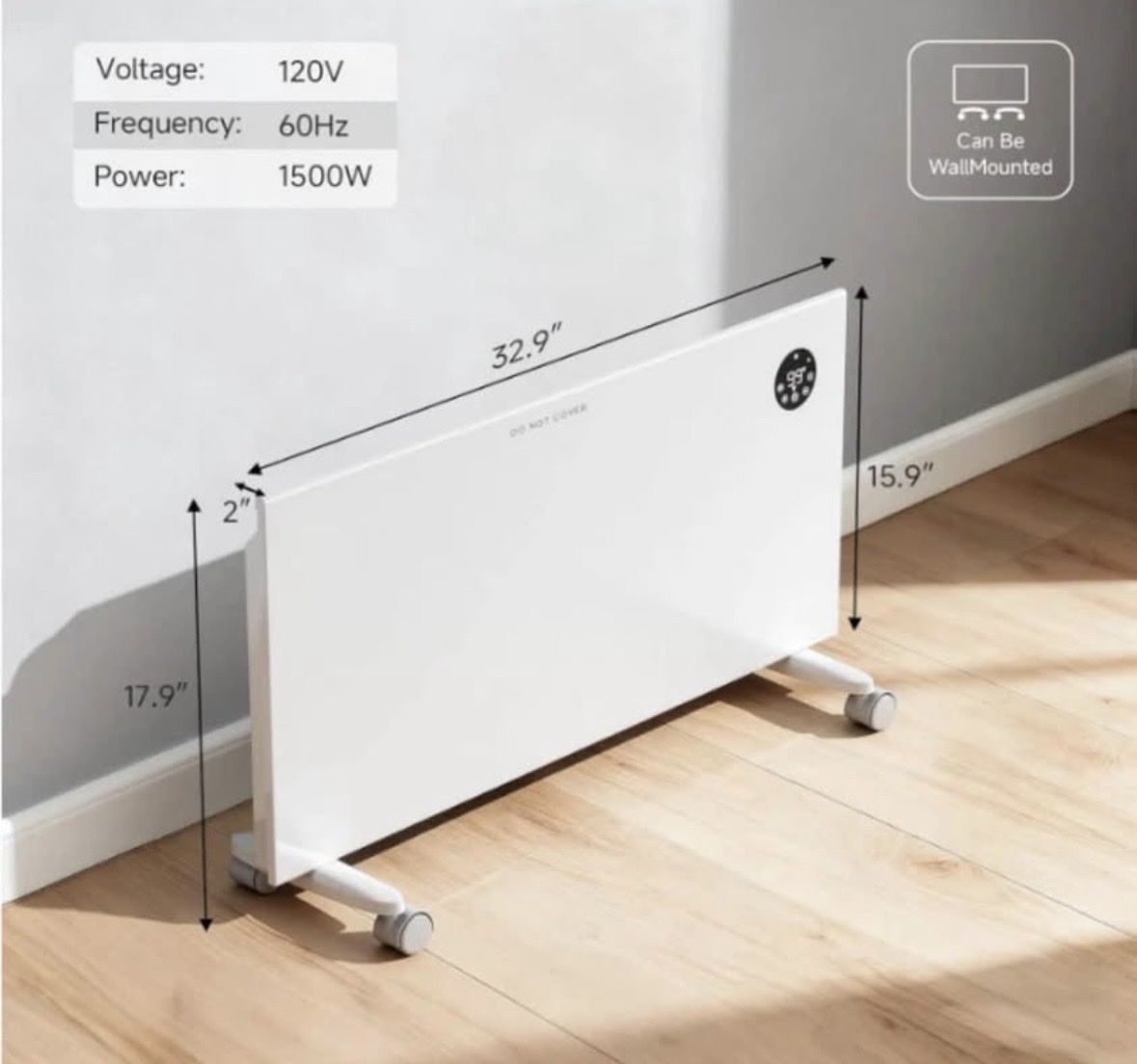 Brand new Mica Space Heater 1500W Portable Electric Convection Panel Heater with Thermostat & Remote