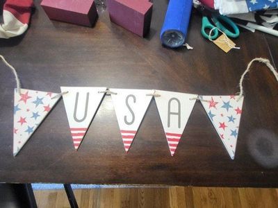 USA Patriotic Flag Pennant Banner Garland for 4th of July Decoration Red White Blue Stars Stripes