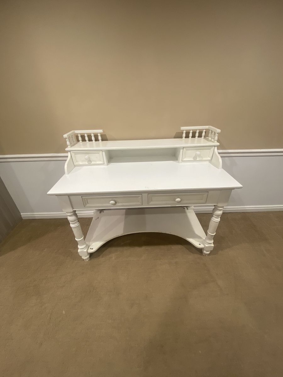 Student White Desk with Four Drawers