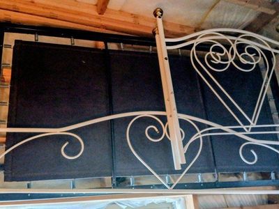 Wrought Iron Bed Frame with Scroll Design and Mattress Set