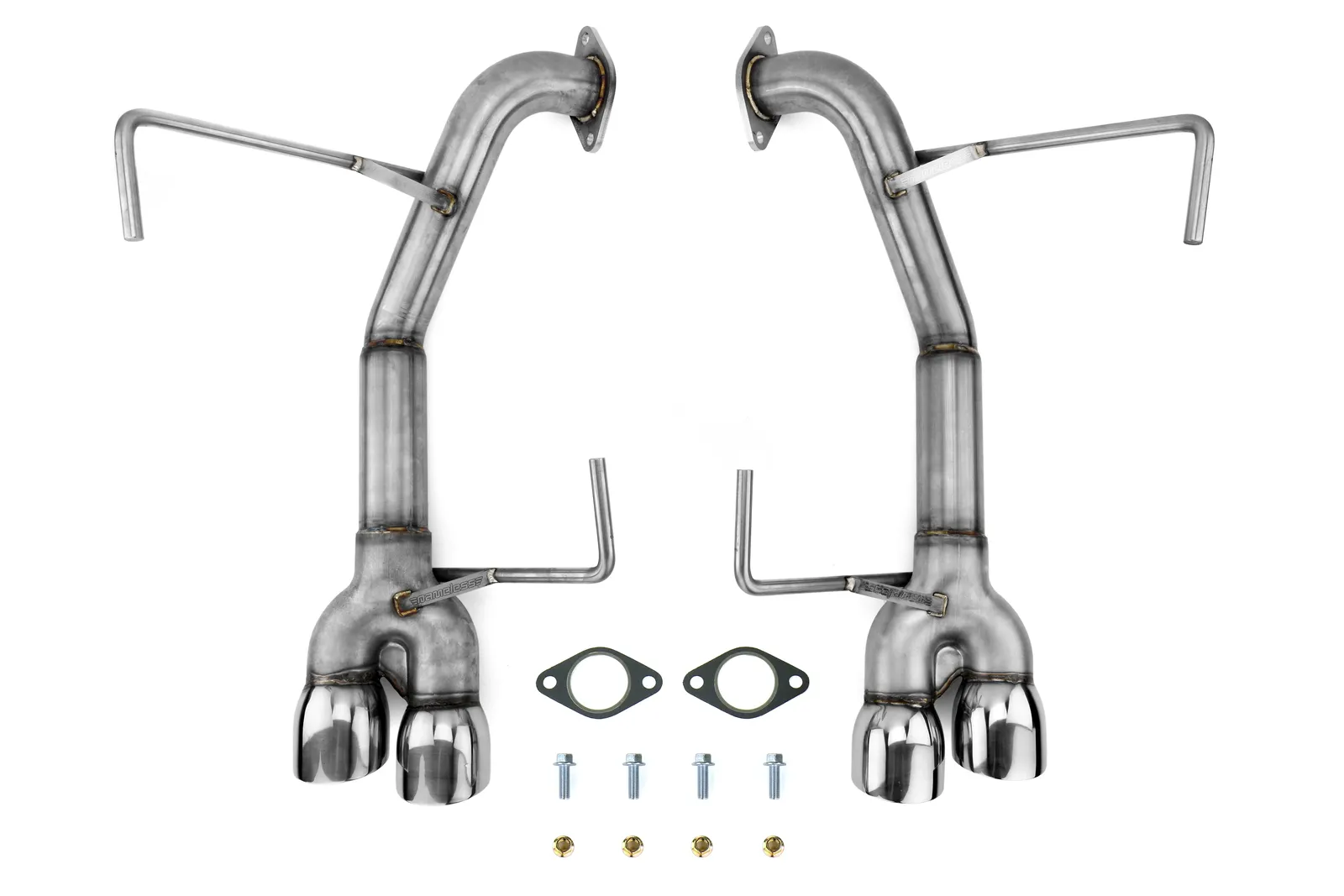 Nameless Performance Quad Exit Muffler Delete Axle Back Exhaust with 3" Double Wall Polished Tips 2019-2021 STI RSPD082