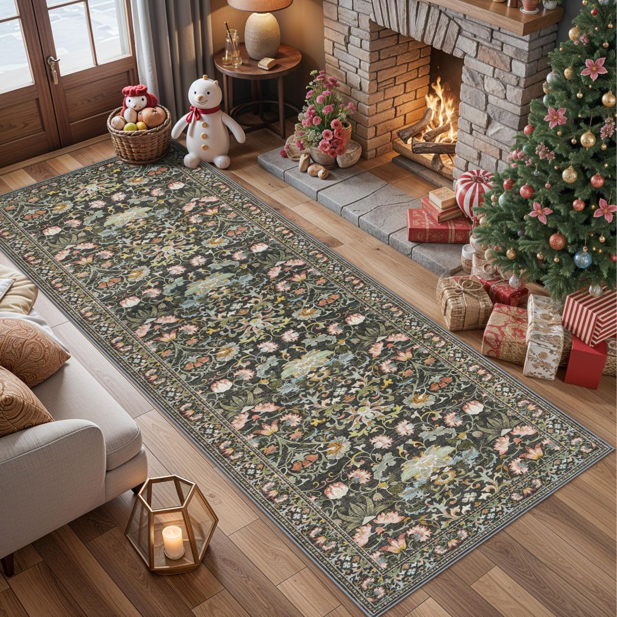 NEW 3x10 Wide Hallway Washable Runner Rug: 3x10 Water-Resistant Entryway Area Rug Vintage
