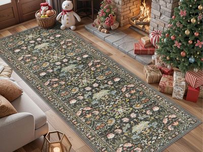 NEW 3x10 Wide Hallway Washable Runner Rug: 3x10 Water-Resistant Entryway Area Rug Vintage