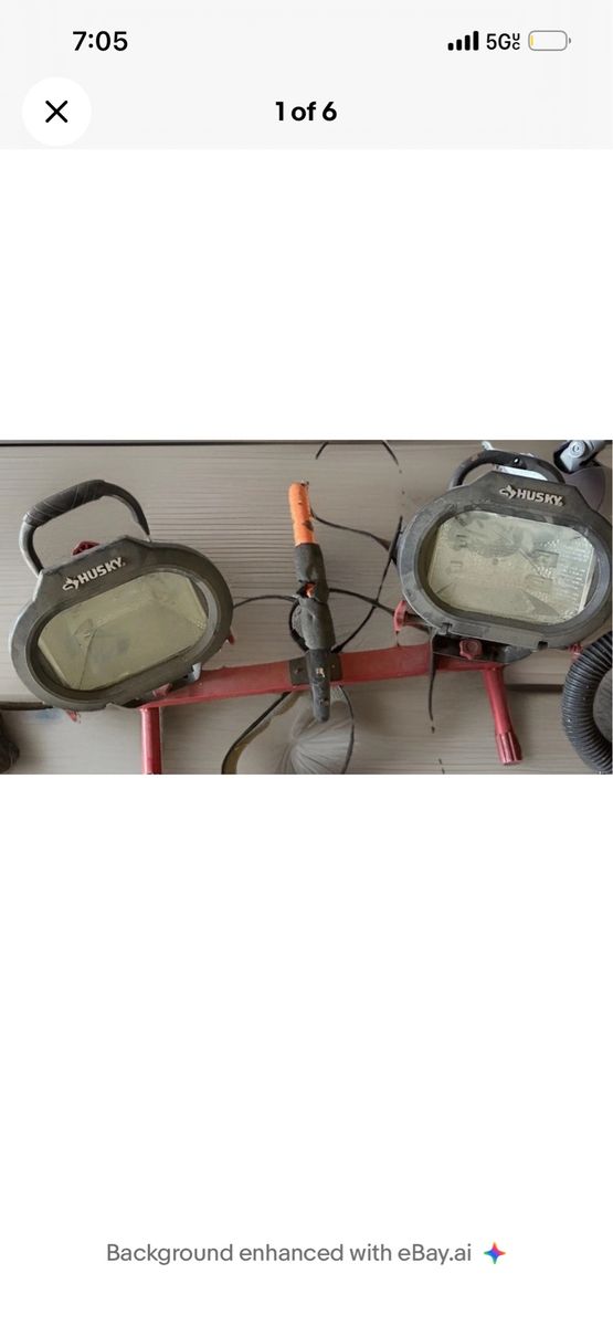 Husky Work Light with Stand, Dual Head Halogen Job Site Lighting
