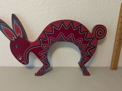 alebrije rabbit on copal wood by artist susan bosse 1994