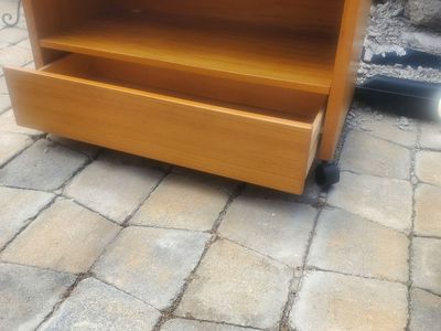 Wooden TV Stand / Media Console with Drawer and Wheels - Compact & Mobile